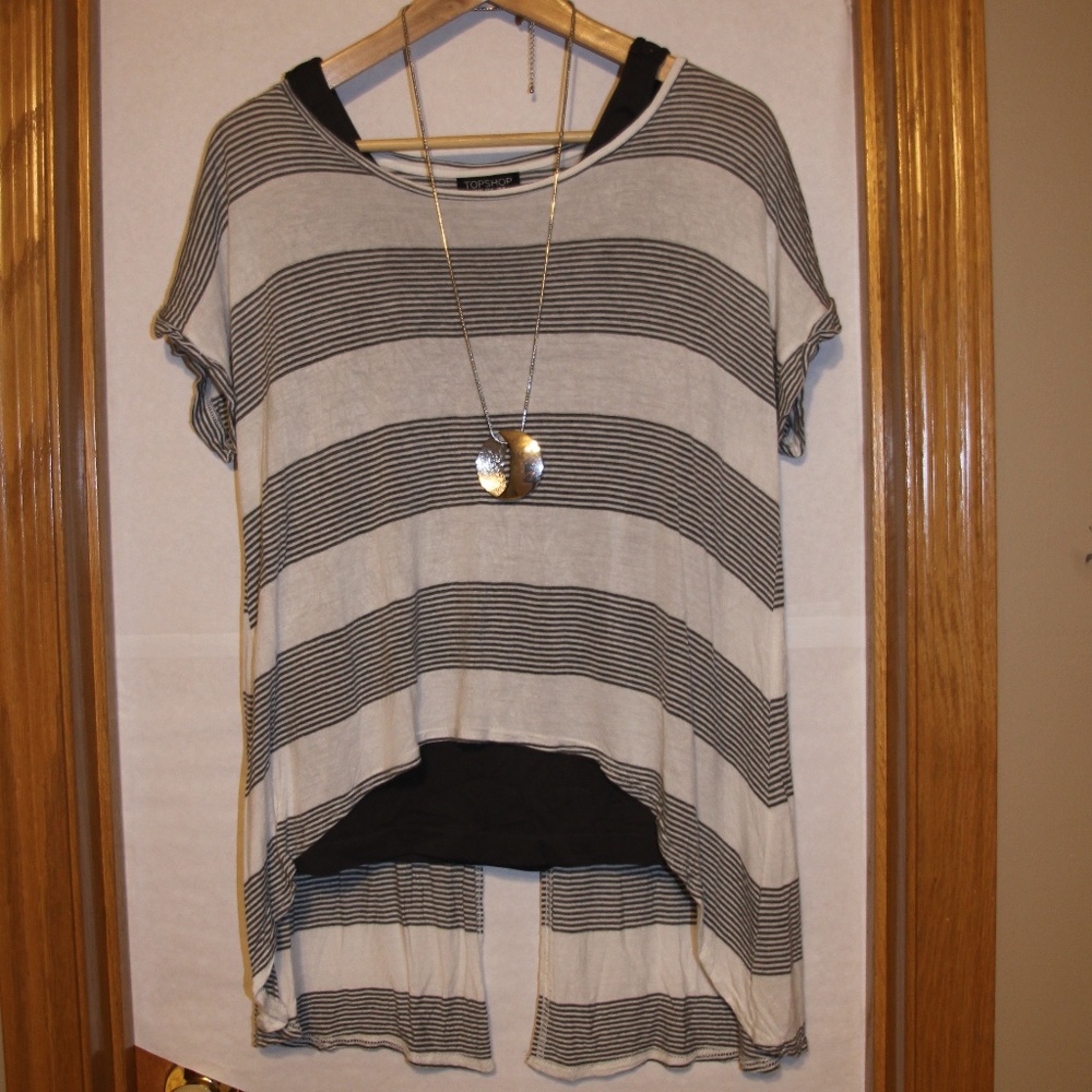 FREE with Bundle Topshop Hi Low Hem Split Back Cropped T Shirt